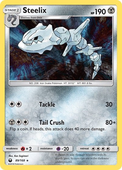 Steelix (CES) #89/168 Holo Rare (Reverse Holofoil Lightly Played) SM - Celestial Storm Pokemon: 2018