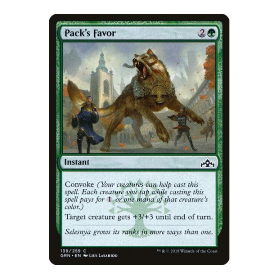 Pack's Favor (GRN) #139 Common (Lightly Played) Guilds of Ravnica Magic: The Gathering: 2018