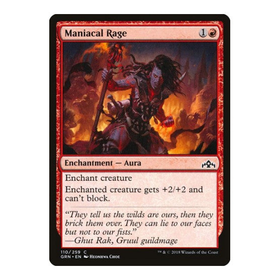 Maniacal Rage (GRN) #110 Common (Lightly Played) Guilds of Ravnica Magic: The Gathering: 2018