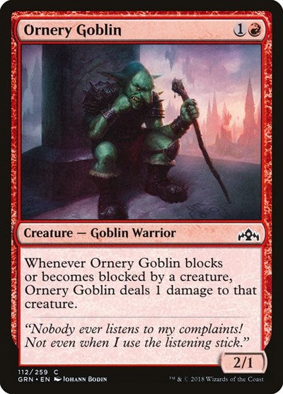Ornery Goblin (GRN) #112 Common (Lightly Played) Guilds of Ravnica Magic: The Gathering: 2018