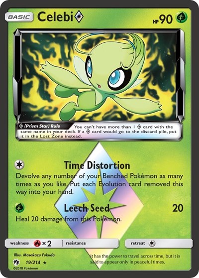 Celebi Prism Star (SM8) #19/214 Prism Rare (Holofoil Lightly Played) SM - Lost Thunder Pokemon: 2018