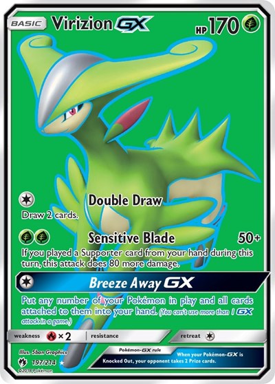 Virizion GX Full Art (SM8) #197/214 Ultra Rare (Holofoil Near Mint) SM - Lost Thunder Pokemon: 2018