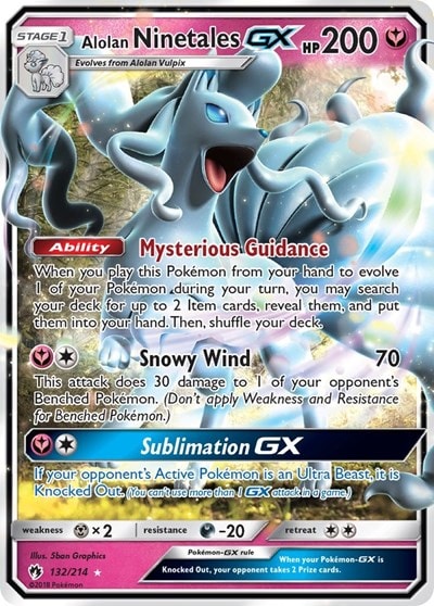 Alolan Ninetales GX (SM8) #132/214 Ultra Rare SM - Lost Thunder Pokemon: 2018