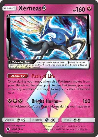 Xerneas Prism Star (SM8) #144/214 Prism Rare (Holofoil Moderately Played) SM - Lost Thunder Pokemon: 2018