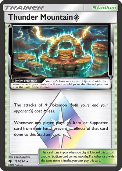 Thunder Mountain Prism Star (SM8) #191/214 Prism Rare (Holofoil Moderately Played) SM - Lost Thunder Pokemon: 2018