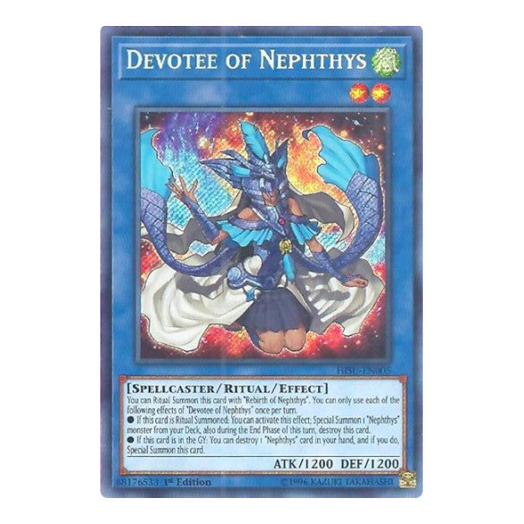Devotee of Nephthys (HISU) #HISU-EN005 Secret Rare (1st Edition Moderately Played) Hidden Summoners YuGiOh: 2018