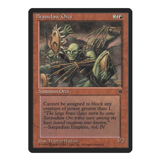 Brassclaw Orcs Hudson (FEM) #49d Common (Lightly Played) Fallen Empires Magic: The Gathering: 1994
