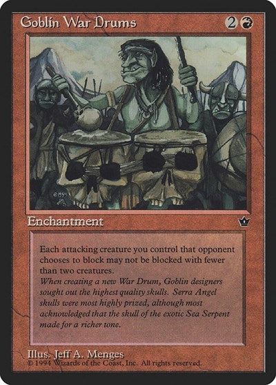 Goblin War Drums Menges (FEM) #58d Common (Moderately Played) Fallen Empires Magic: The Gathering: 1994