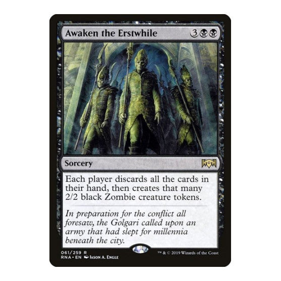 Awaken the Erstwhile (RNA) #61 Rare (Lightly Played) Ravnica Allegiance Magic: The Gathering: 2019