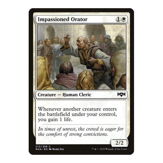 Impassioned Orator (RNA) #12 Common (Lightly Played) Ravnica Allegiance Magic: The Gathering: 2019