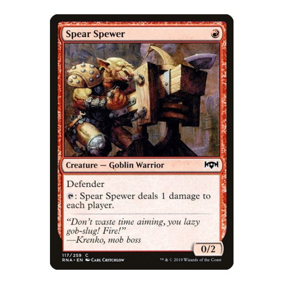 Spear Spewer (RNA) #117 Common (Lightly Played) Ravnica Allegiance Magic: The Gathering: 2019