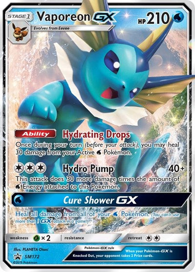 Vaporeon GX - SM172 (SMP) #SM172 Promo (Holofoil Near Mint) SM Promos Pokemon: 2016