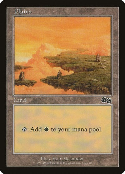 Plains 332 (USG) #332 Land (Moderately Played) Urza's Saga Magic: The Gathering: 1998