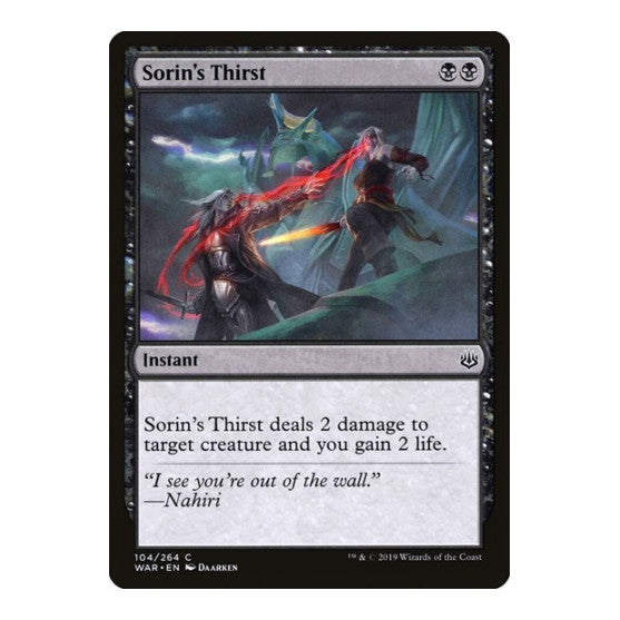 Sorin's Thirst (WAR) #104 Common War of the Spark Magic: The Gathering: 2019