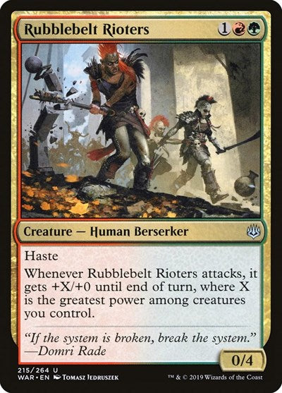 Rubblebelt Rioters (WAR) #215 Uncommon (Lightly Played) War of the Spark Magic: The Gathering: 2019