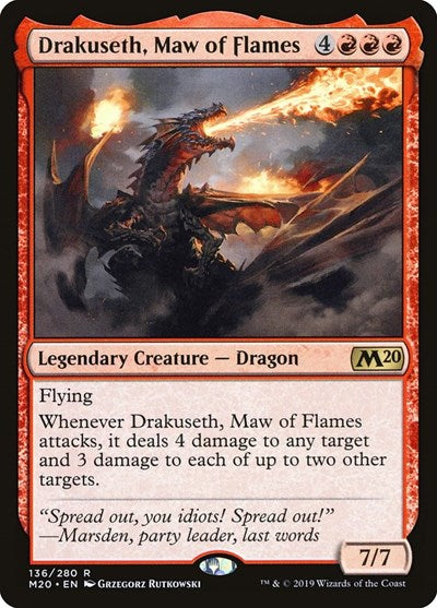 Drakuseth Maw of Flames (M20) #136 Rare (Lightly Played) Core Set 2020 Magic: The Gathering: 2019