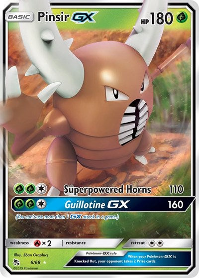 Pinsir GX (HIF) #6/68 Ultra Rare (Holofoil Near Mint) Hidden Fates Pokemon: 2019