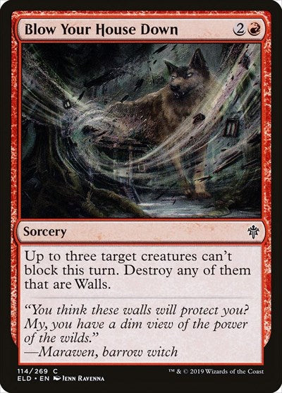 Blow Your House Down (ELD) #114 Common (Lightly Played) Throne of Eldraine Magic: The Gathering: 2019