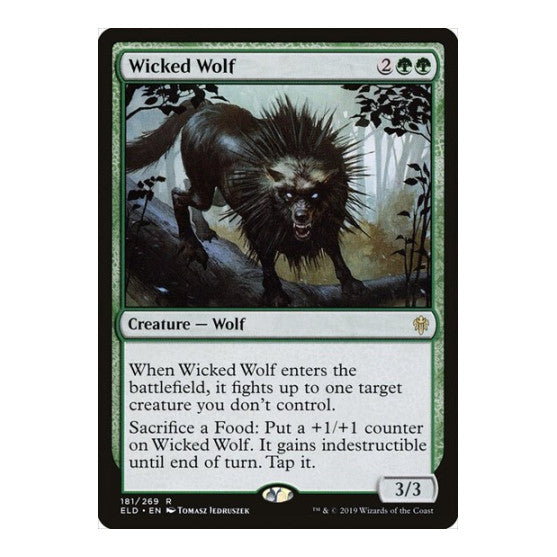 Wicked Wolf (ELD) #181 Rare (Lightly Played) Throne of Eldraine Magic: The Gathering: 2019