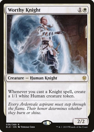Worthy Knight (ELD) #36 Rare (Foil Near Mint) Throne of Eldraine Magic: The Gathering: 2019