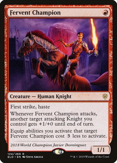 Fervent Champion (ELD) #124 Rare (Lightly Played) Throne of Eldraine Magic: The Gathering: 2019