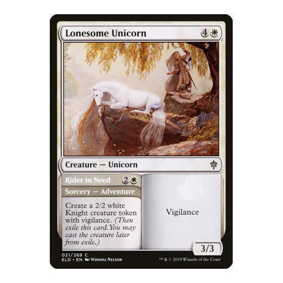 Lonesome Unicorn (ELD) #21 Common (Lightly Played) Throne of Eldraine Magic: The Gathering: 2019