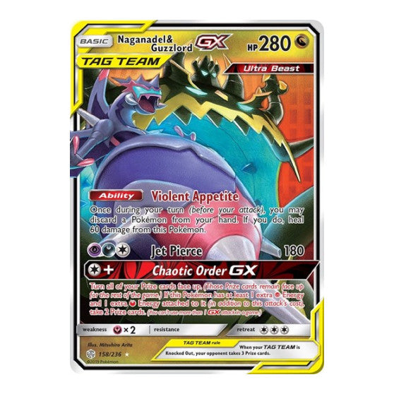 Naganadel & Guzzlord GX (SM12) #158/236 Ultra Rare (Holofoil Moderately Played) SM - Cosmic Eclipse Pokemon: 2019