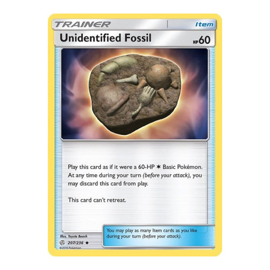 Unidentified Fossil (SM12) #207/236 Uncommon (Moderately Played) SM - Cosmic Eclipse Pokemon: 2019