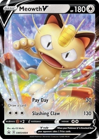 Meowth V - SWSH004 (SWSD) #SWSH004 Promo (Holofoil Near Mint) SWSH: Sword & Shield Promo Cards Pokemon: 2019