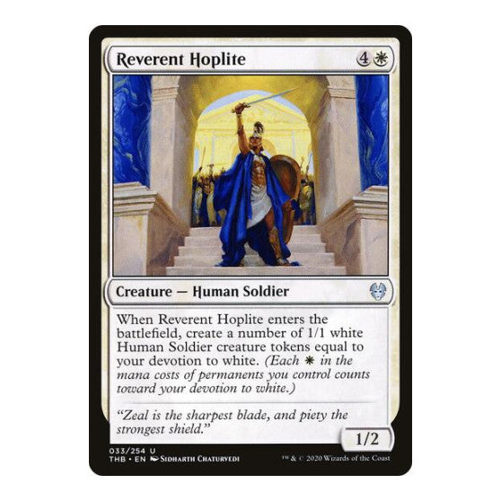 Reverent Hoplite (THB) #33 Uncommon (Lightly Played) Theros Beyond Death Magic: The Gathering: 2020