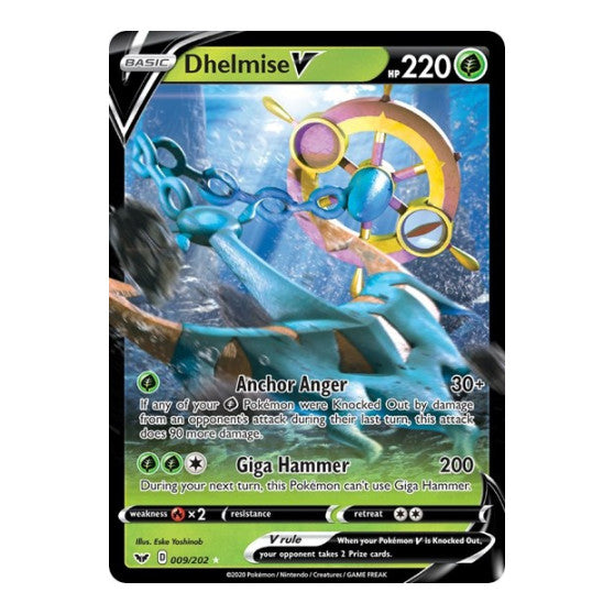 Dhelmise V (SWSH01) #009/202 Ultra Rare (Holofoil Near Mint) SWSH01: Sword & Shield Base Set Pokemon: 2020