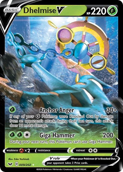 Dhelmise V (SWSH01) #009/202 Ultra Rare (Holofoil Near Mint) SWSH01: Sword & Shield Base Set Pokemon: 2020