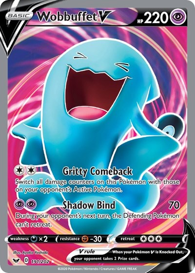 Wobbuffet V Full Art (SWSH01) #191/202 Ultra Rare (Holofoil Near Mint) SWSH01: Sword & Shield Base Set Pokemon: 2020