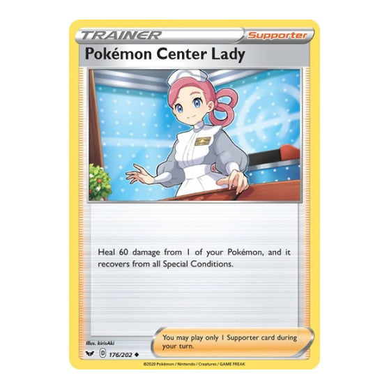 Pokemon Center Lady (SWSH01) #176/202 Uncommon (Moderately Played) SWSH01: Sword & Shield Base Set Pokemon: 2020