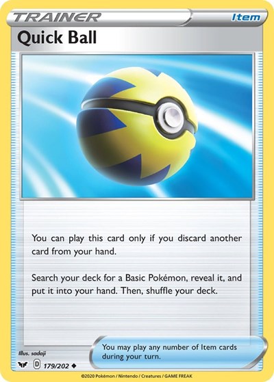 Quick Ball (SWSH01) #179/202 Uncommon (Near Mint) SWSH01: Sword & Shield Base Set Pokemon: 2020