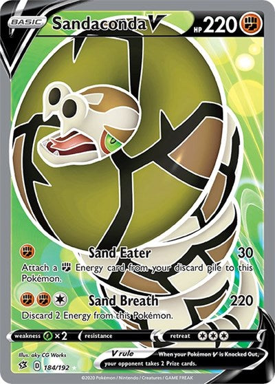 Sandaconda V Full Art (SWSH02) #184/192 Ultra Rare (Holofoil Near Mint) SWSH02: Rebel Clash Pokemon: 2020