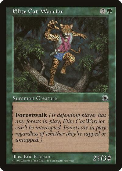 Elite Cat Warrior (POR) #163† Common (Heavily Played) Portal Magic: The Gathering: 1997