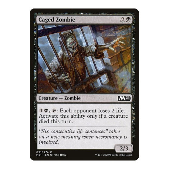 Caged Zombie (M21) #91 Common (Lightly Played) Core Set 2021 Magic: The Gathering: 2020