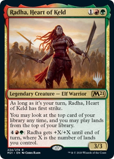 Radha Heart of Keld (PPM21) #224p Rare (Lightly Played) Promo Pack: Core Set 2021 Magic: The Gathering: 2020