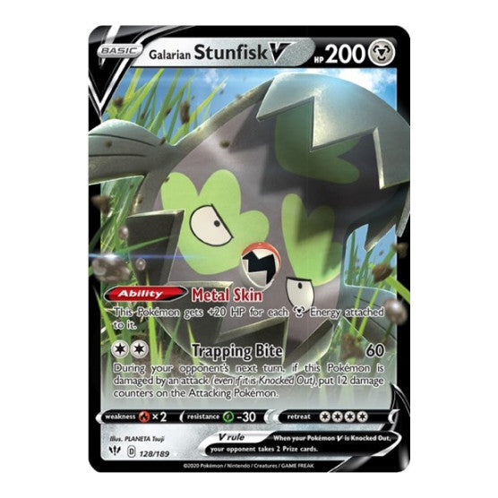 Galarian Stunfisk V (SWSH03) #128/189 Ultra Rare (Holofoil Near Mint) SWSH03: Darkness Ablaze Pokemon: 2020