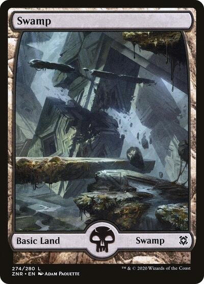 Swamp 274 Full Art (ZNR) #274 Land (Lightly Played) Zendikar Rising Magic: The Gathering: 2020
