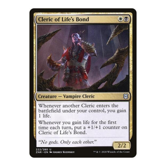 Cleric of Lifes Bond (ZNR) #222 Uncommon Zendikar Rising Magic: The Gathering: 2020