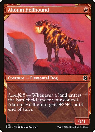 Akoum Hellhound Showcase (ZNR) #299 Common (Lightly Played) Zendikar Rising Magic: The Gathering: 2020