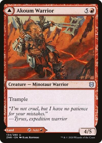 Akoum Warrior (ZNR) #134 Uncommon (Lightly Played) Zendikar Rising Magic: The Gathering: 2020
