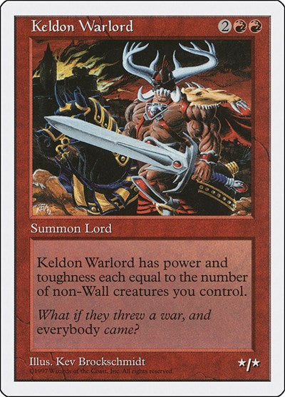 1997 Magic: Fifth Edition (5ED) - Keldon Warlord (#247, Uncommon) (Heavily Played)