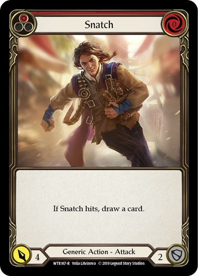 2019 Flesh & Blood TCG: Welcome to Rathe (WTR) - Snatch Red (#WTR167, Rare) (1st Edition Normal, Near Mint)