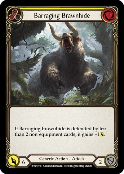 Barraging Brawnhide Yellow (WTR) #WTR177 Common (Unlimited Edition Normal Lightly Played) Welcome to Rathe Flesh and Blood TCG: 2019