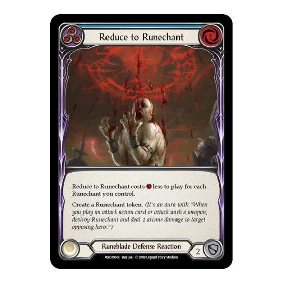Reduce to Runechant (Blue) (ARC) #ARC090 Rare (Unlimited Edition Normal Lightly Played) Arcane Rising Flesh and Blood TCG: 2020