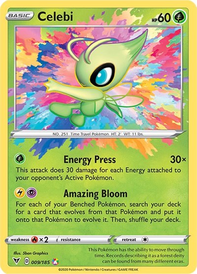 Celebi (SWSH04) #009/185 Amazing Rare (Holofoil Near Mint) SWSH04: Vivid Voltage Pokemon: 2020
