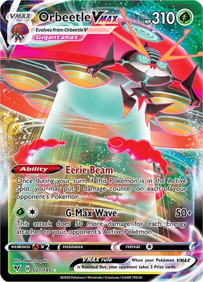 Orbeetle VMAX (SWSH04) #021/185 Ultra Rare (Holofoil Near Mint) SWSH04: Vivid Voltage Pokemon: 2020